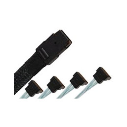 SAS 520 0,5m Mini SAS Plug with clamp (SFF 8087) 36p  4 x SATA Plug 7p 90° with Side Band