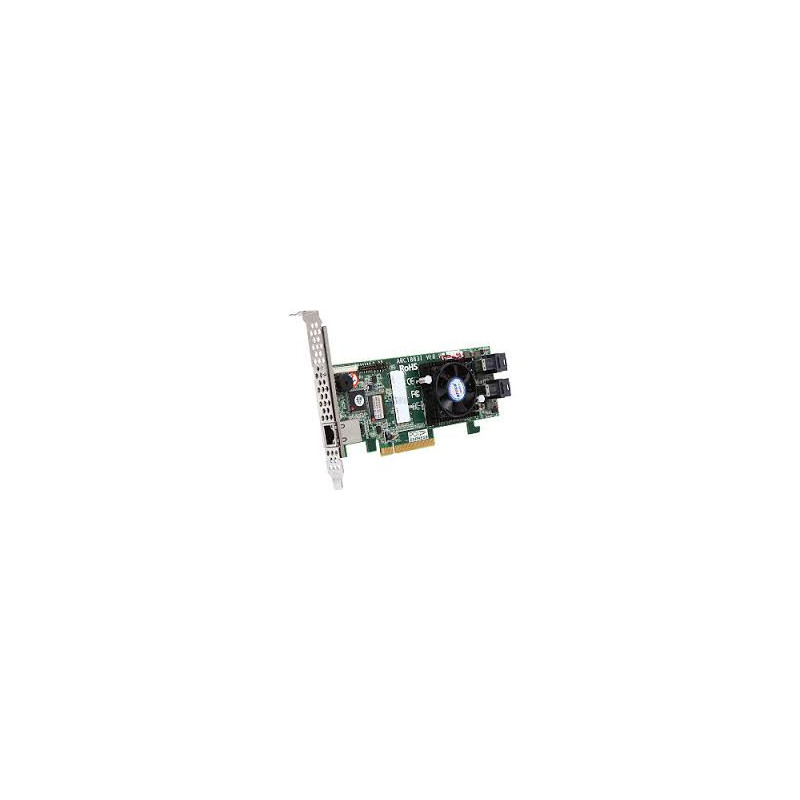ARECA 8-port (SFF-8643) 12Gb/s SAS RAID, 2GB DDR3, PCIe x8 Card, LP