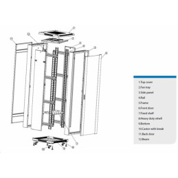Eurocase stojanový skříňový rozvaděč GB8942, 42U / 19" 800x960x1973mm