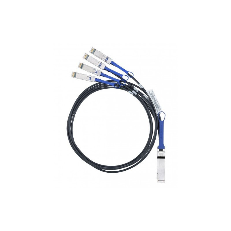 Nvidia Mellanox passive copper hybrid cable, ETH 40GbE to 4x10GbE, QSFP to 4xSFP+, 1m