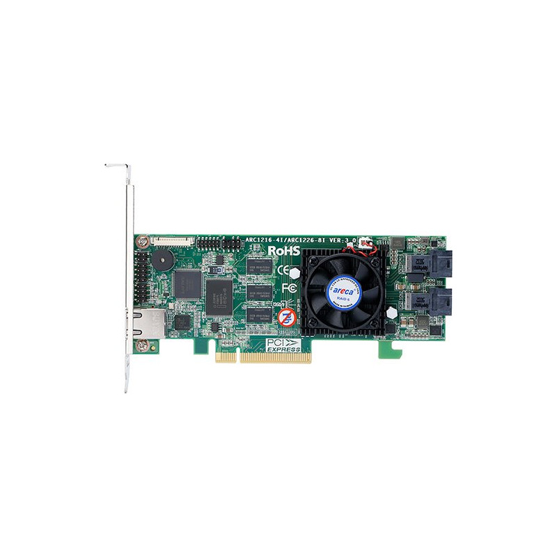 ARECAARC-1216-4I 4-port SAS/SATA (1xSFF8643), 1GB cache, RAID 0/1/1E/10/00/100, PCI-E 3.0 x8,LP