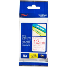 Brother TZe-132, kazeta 12mm, průsvitná/červená