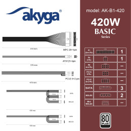 Zdroj Akyga AK-B1-420 Basic ATX 2.31 - 420W, 80+