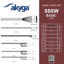 Zdroj Akyga AK-B1-550 Basic ATX 2.31 - 550W, 80+