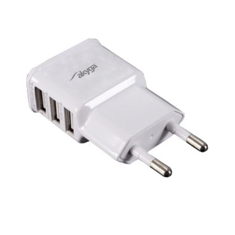 Akyga Síťová USB nabíječka 240V 3100mA 3xUSB bílá