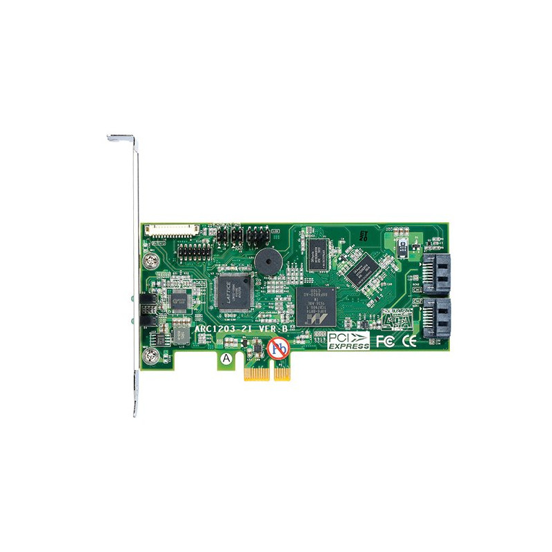 ARECA 2port 6Gb/s SATA PCIe 2.0 x1, RAID Card, 512MB Cache, 2x interní SATA