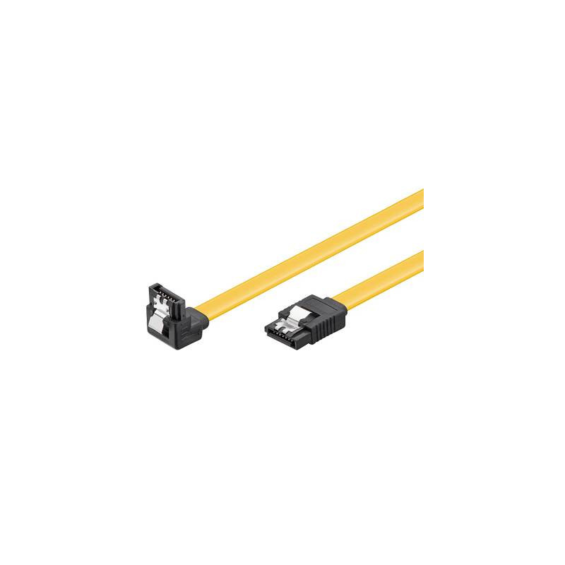 PremiumCord 0,3m SATA 3.0 datový kabel 1.5GBs / 3GBs / 6GBs, kov.západka, 90°