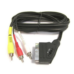 PremiumCord Kabel SCART - 3xCINCH M/M 1.5m in/out přepínač