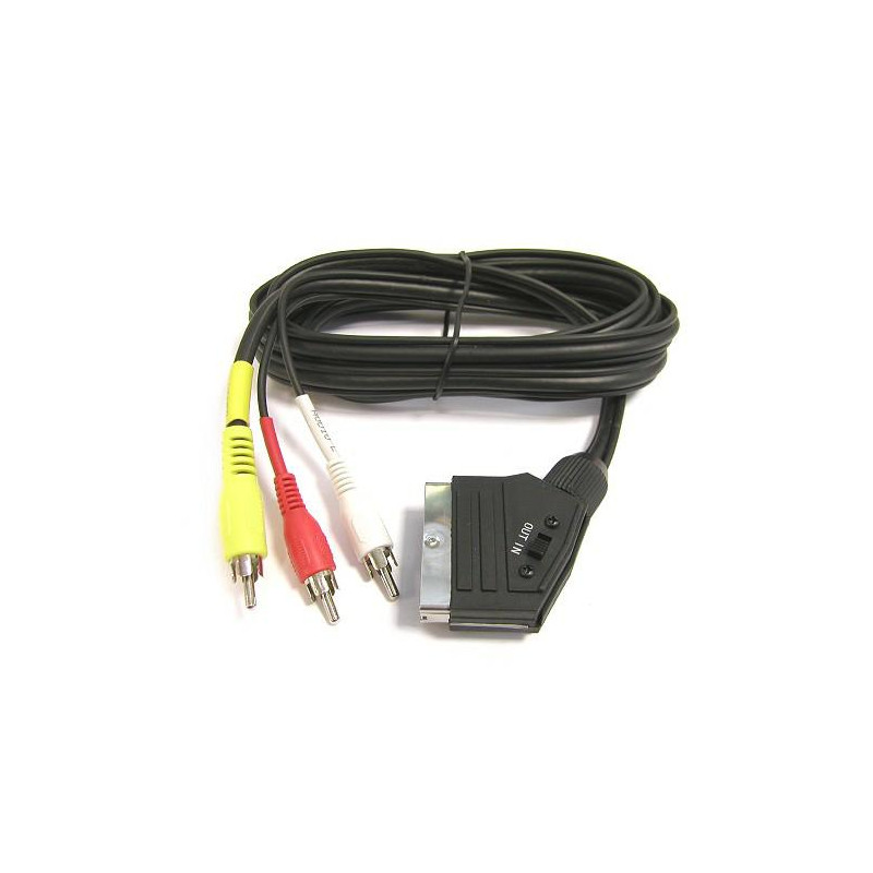 PremiumCord Kabel SCART - 3xCINCH M/M 1.5m in/out přepínač
