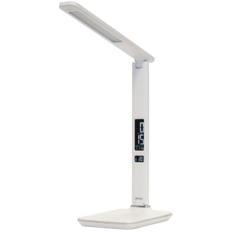 IMMAX LED stolní lampička Kingfisher/ 9W/ 450lm/ 12V/1A/ 3 různé barvy světla/ sklápěcí rameno/ USB/ bílá