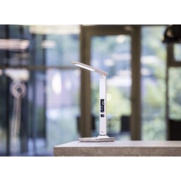 IMMAX LED stolní lampička Kingfisher/ 9W/ 450lm/ 12V/1A/ 3 různé barvy světla/ sklápěcí rameno/ USB/ bílá