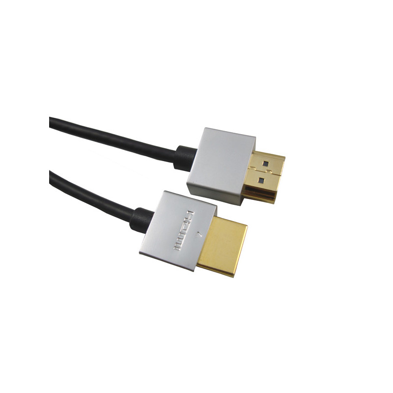 PremiumCord Slim HDMI 2.0 High Speed + Ethernet kabel, zlacené konektory, 1m