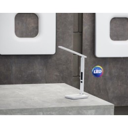 IMMAX LED stolní lampička Kingfisher/ 9W/ 450lm/ 12V/1A/ 3 různé barvy světla/ sklápěcí rameno/ USB/ bílá