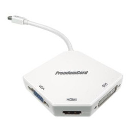 PremiumCord adaptér Mini DisplayPort - HDMI + DVI + VGA 1080p (4K over HDMI)