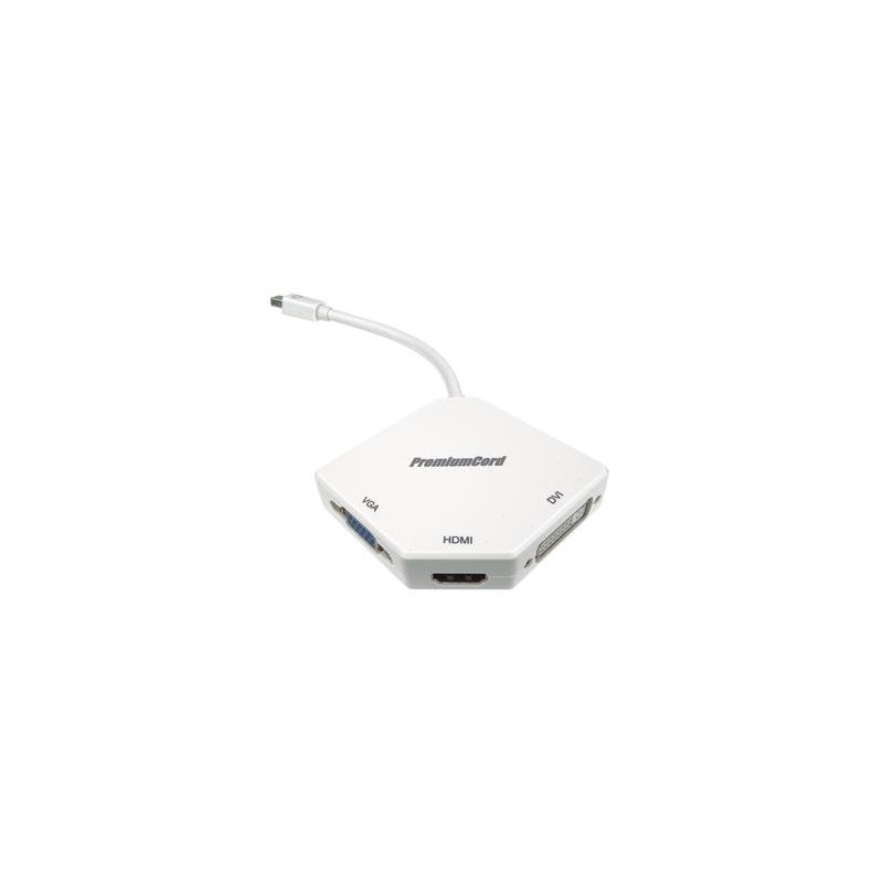 PremiumCord adaptér Mini DisplayPort - HDMI + DVI + VGA 1080p (4K over HDMI)