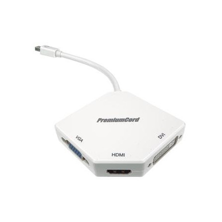 PremiumCord adaptér Mini DisplayPort - HDMI + DVI + VGA 1080p (4K over HDMI)