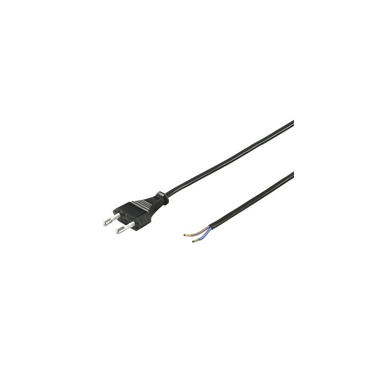 PremiumCord Flexo kabel síťový dvoužilový 230V s vidlicí 2m černý