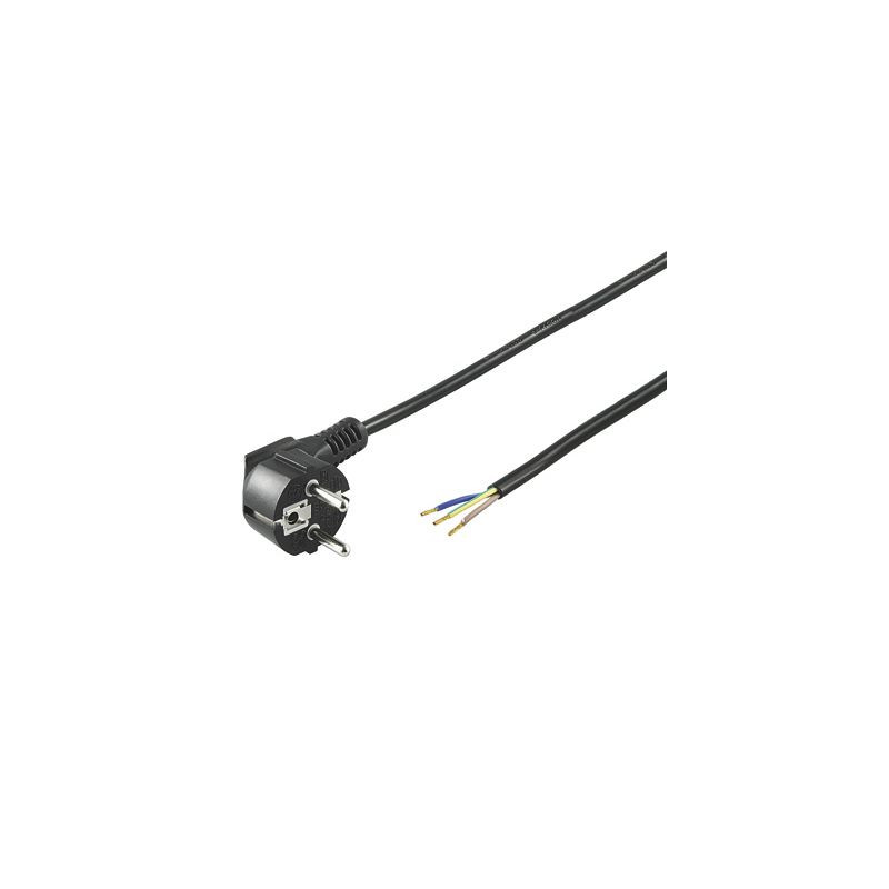 PremiumCord Flexo kabel síťový třížilový 230V s úhlovou vidlicí 2m černá