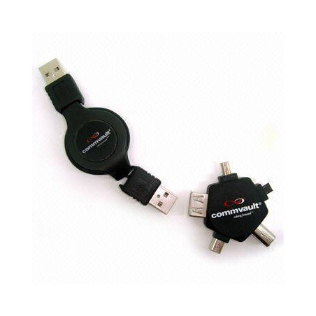 PremiumCord USB navíjecí kabel+universal.redukce 5+1