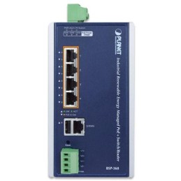 Planet BSP-360 v3 průmyslový solární switch/router, 5x1Gb, 4x PoE+ 802.3at 120W, baterie, 24-45VDC, -10~60°C, IP30