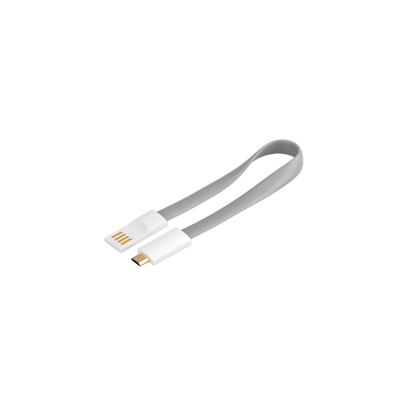 PremiumCord Kabel micro USB 2.0, A-B 0,2m magnetický, barva šedá