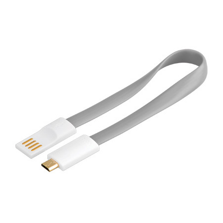 PremiumCord Kabel micro USB 2.0, A-B 0,2m magnetický, barva šedá