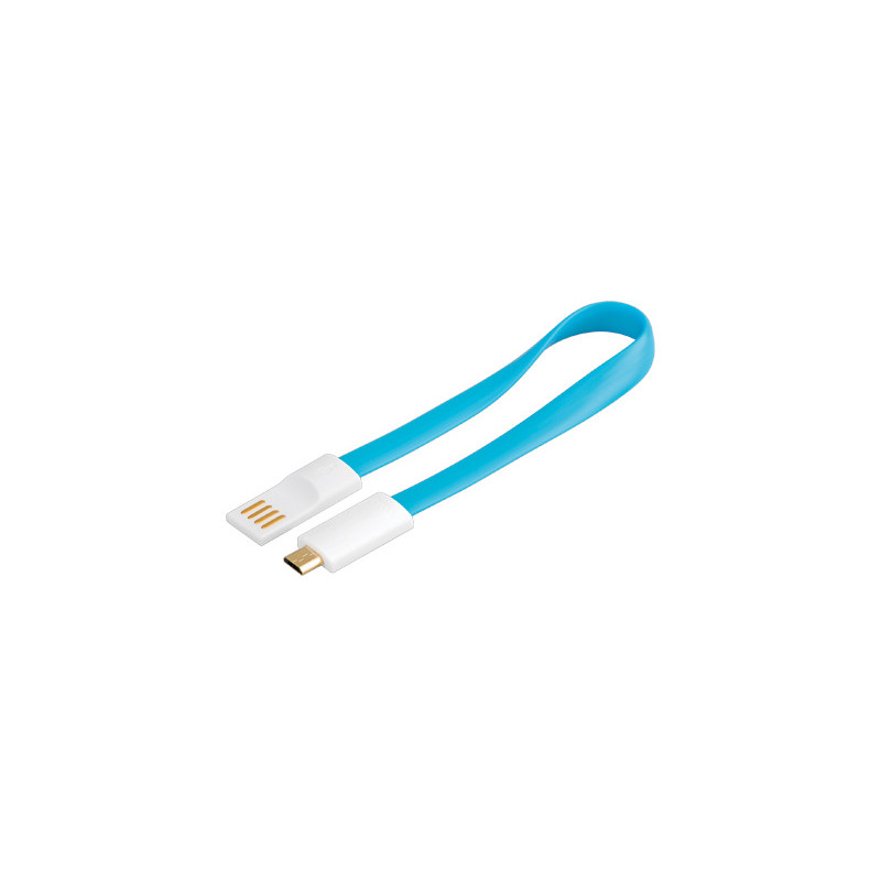 PremiumCord Kabel micro USB 2.0, A-B 0,2m magnetický, barva modrá