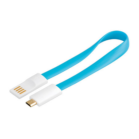 PremiumCord Kabel micro USB 2.0, A-B 0,2m magnetický, barva modrá