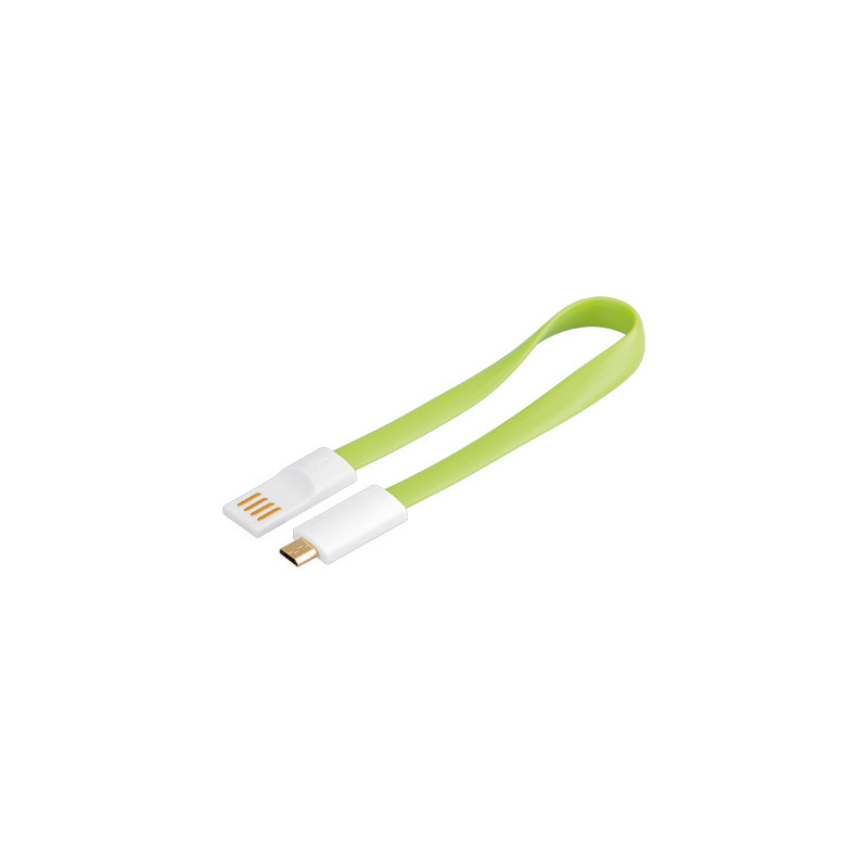 PremiumCord Kabel micro USB 2.0, A-B 0,2m magnetický, barva zelená