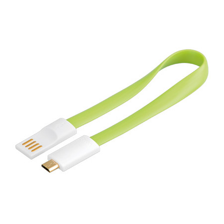 PremiumCord Kabel micro USB 2.0, A-B 0,2m magnetický, barva zelená