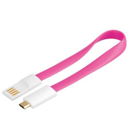 PremiumCord Kabel micro USB 2.0, A-B 0,2m magnetický, barva růžová