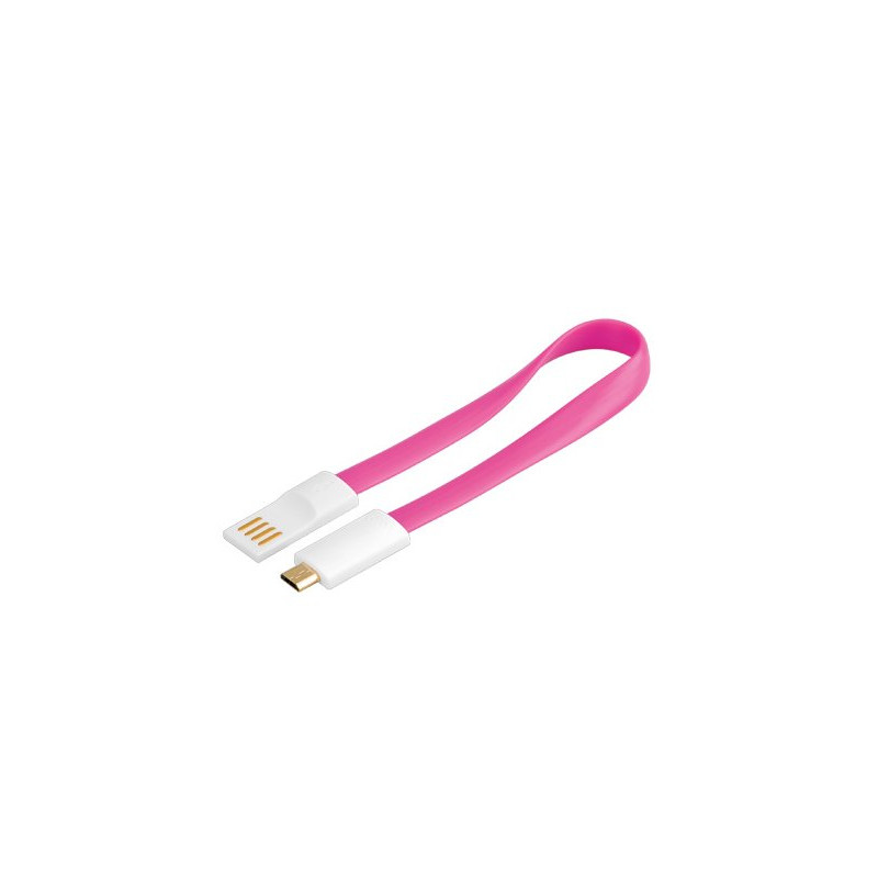 PremiumCord Kabel micro USB 2.0, A-B 0,2m magnetický, barva růžová