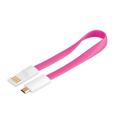 PremiumCord Kabel micro USB 2.0, A-B 0,2m magnetický, barva růžová