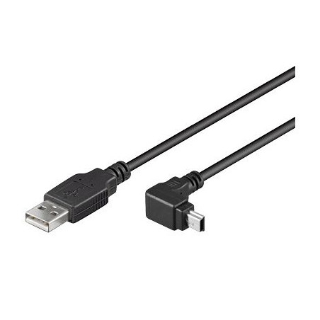 PremiumCord Kabel USB 2.0, A-B mini, 5pinů, konektor do úhlu 90°, 1.8m