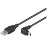 PremiumCord Kabel USB 2.0, A-B mini, 5pinů, konektor do úhlu 90°, 1.8m