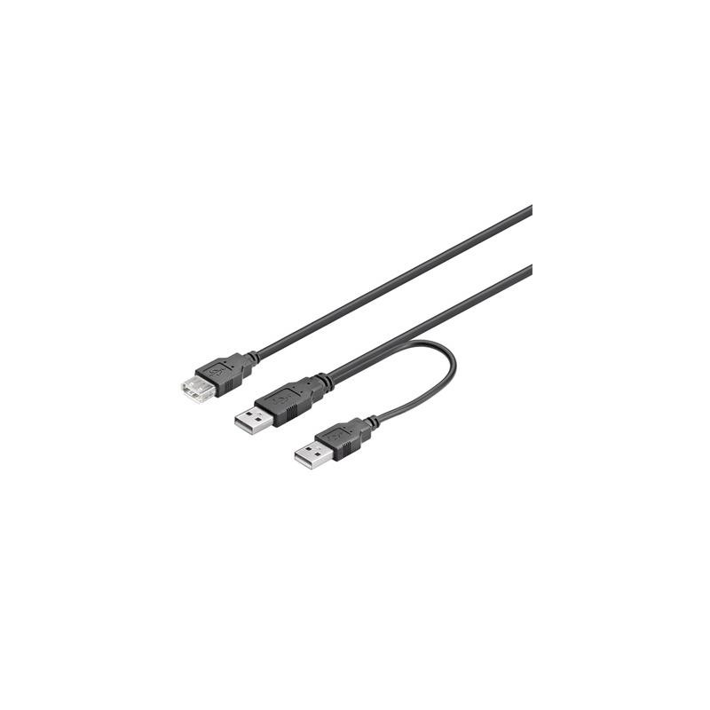 PremiumCord USB 2.0 napájecí Y kabel A/M + A/M -- A/F 0.4m + 0.5m