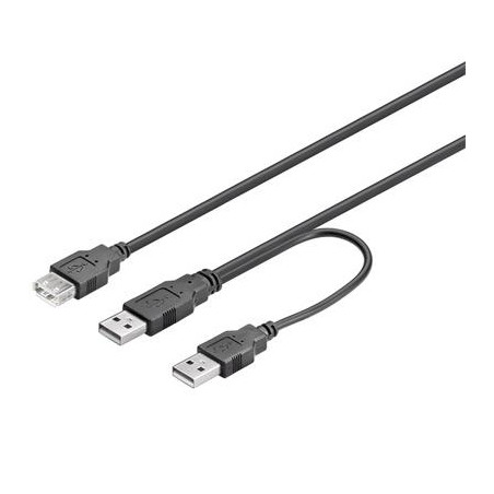 PremiumCord USB 2.0 napájecí Y kabel A/M + A/M -- A/F 0.4m + 0.5m