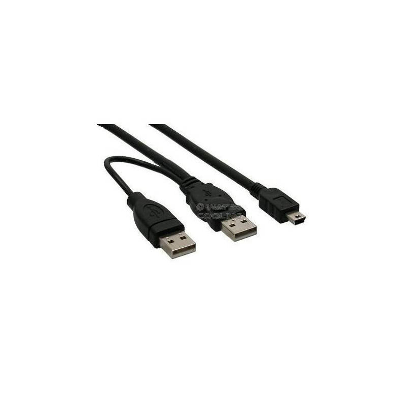 PremiumCord USB 2.0 napájecí Y kabel A/M + A/M -- A/M mini 0.4m + 0.5m