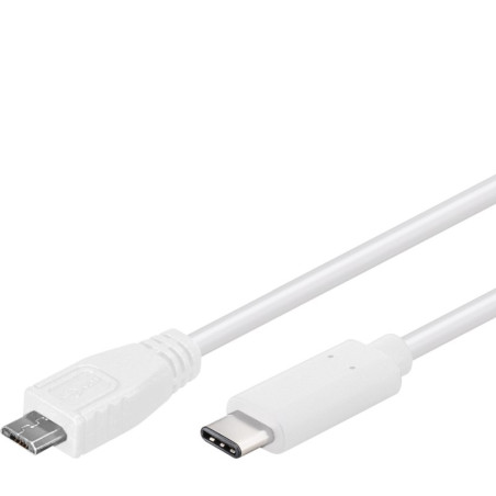PremiumCord Kabel USB konektor C/male - USB 2.0 Micro-B/male, bílý, 0,6m