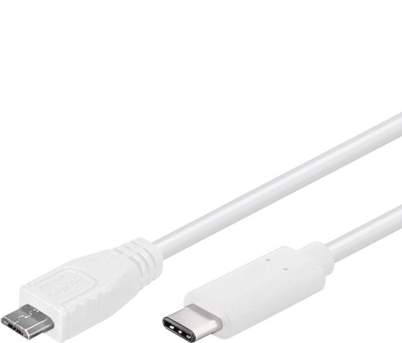 PremiumCord Kabel USB konektor C/male - USB 2.0 Micro-B/male, bílý, 0,6m