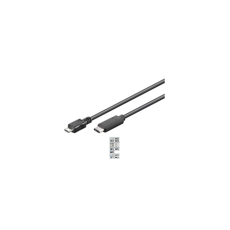 PremiumCord Kabel USB konektor C/male - USB 2.0 Micro-B/male, černý, 1m