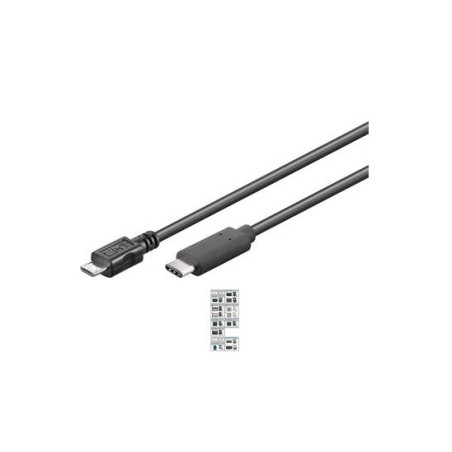 PremiumCord Kabel USB konektor C/male - USB 2.0 Micro-B/male, černý, 1m