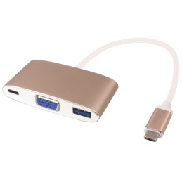 PremiumCord Převodník USB-C na VGA + USB3.0 + PD ( USB Power Delivery )
