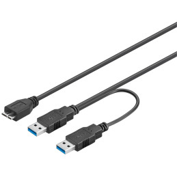 PremiumCord USB 3.0 napájecí Y kabel A/Male + A/Male -- Micro B/Mmale