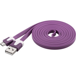 PremiumCord Kabel micro USB 2.0, A-B 2m, plochý PVC kabel, fialový