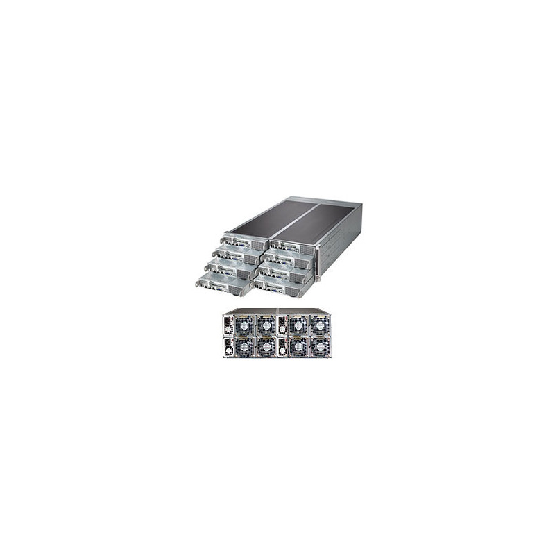 SUPERMICRO 4U FatTwin server 8x(2xLGA2011-3), iC602, 8x(16x DDR4 ER), 8x(2xSATA Fix 3,5" SATA), 4x 2000W, IPMI
