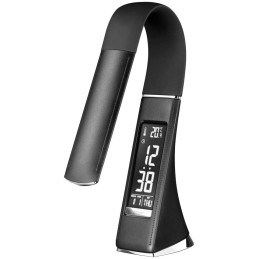 IMMAX LED stolní lampička Leather/ 6,5W/ 300lm/ 5V/1A/ 3 barvy světla/ flexibil. rameno/ možnost vypnutí LCD/ USB/ černá