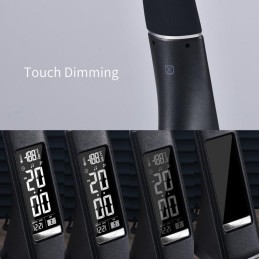 IMMAX LED stolní lampička Leather/ 6,5W/ 300lm/ 5V/1A/ 3 barvy světla/ flexibil. rameno/ možnost vypnutí LCD/ USB/ černá