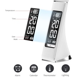 IMMAX LED stolní lampička Leather/ 6,5W/ 300lm/ 5V/1A/ 3 barvy světla/ flexibilní rameno/ možnost vypnutí LCD/ USB/ bílá