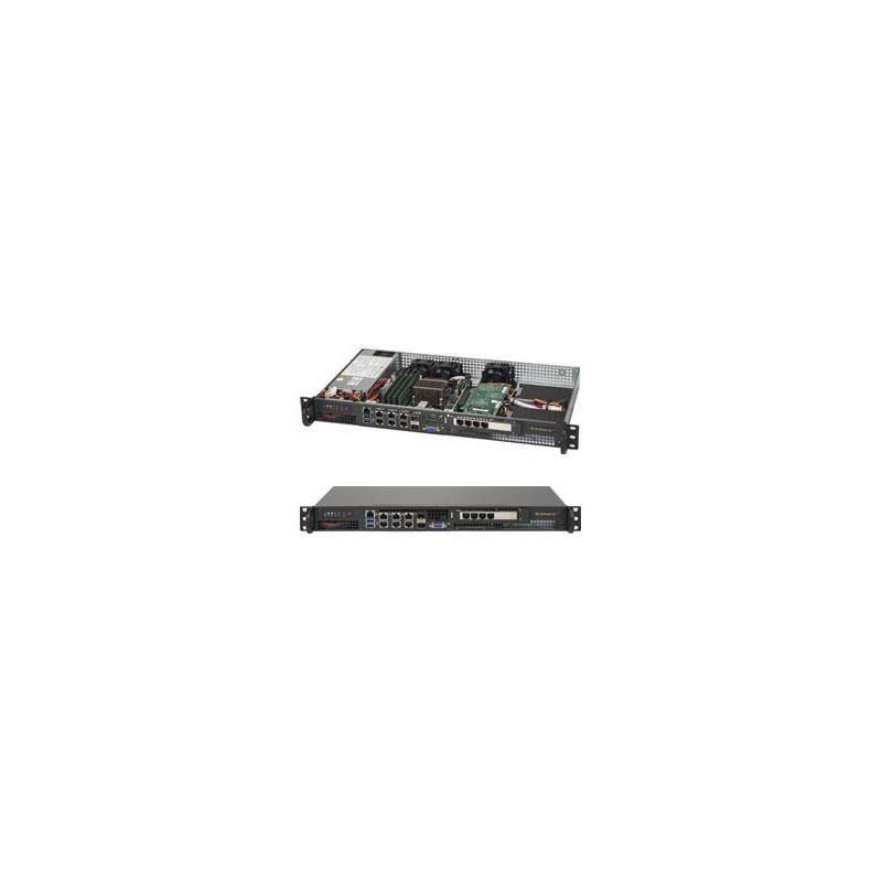 SUPERMICRO mini1U server 1x FCBGA1667 Xeon D-1518, 4x DDR4 ECC, 200W, M.2, 2x 10Gb SFP+, 6x 1Gb LAN, IPMI